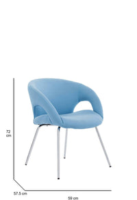 Sedia da ufficio Arturo, Seduta da attesa con braccioli per ufficio, Seduta ergonomica da attesa, 58x59h72 cm, Azzurro