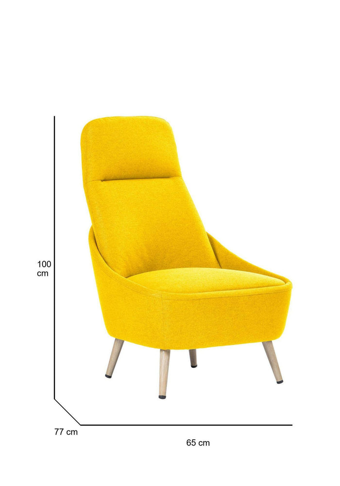 Sedia da ufficio Azzio, Seduta da attesa per ufficio, Poltrona ergonomica, 77x65h100 cm, Giallo