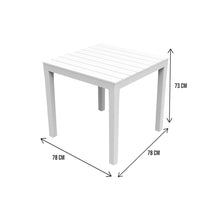 Tavolo da esterno Dmurill, Tavolo quadrato effetto legno, Tavolino da giardino multiuso, 100% Made in Italy, Cm 78x78h72, Bianco