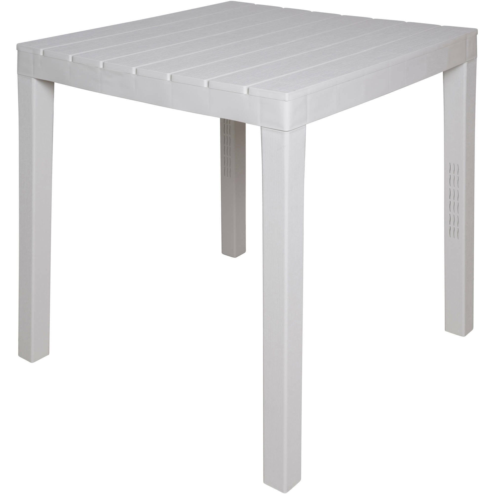 Tavolo da esterno Dmurill, Tavolo quadrato effetto legno, Tavolino da giardino multiuso, 100% Made in Italy, Cm 78x78h72, Bianco