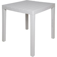 Tavolo da esterno Dmurill, Tavolo quadrato effetto legno, Tavolino da giardino multiuso, 100% Made in Italy, Cm 78x78h72, Bianco