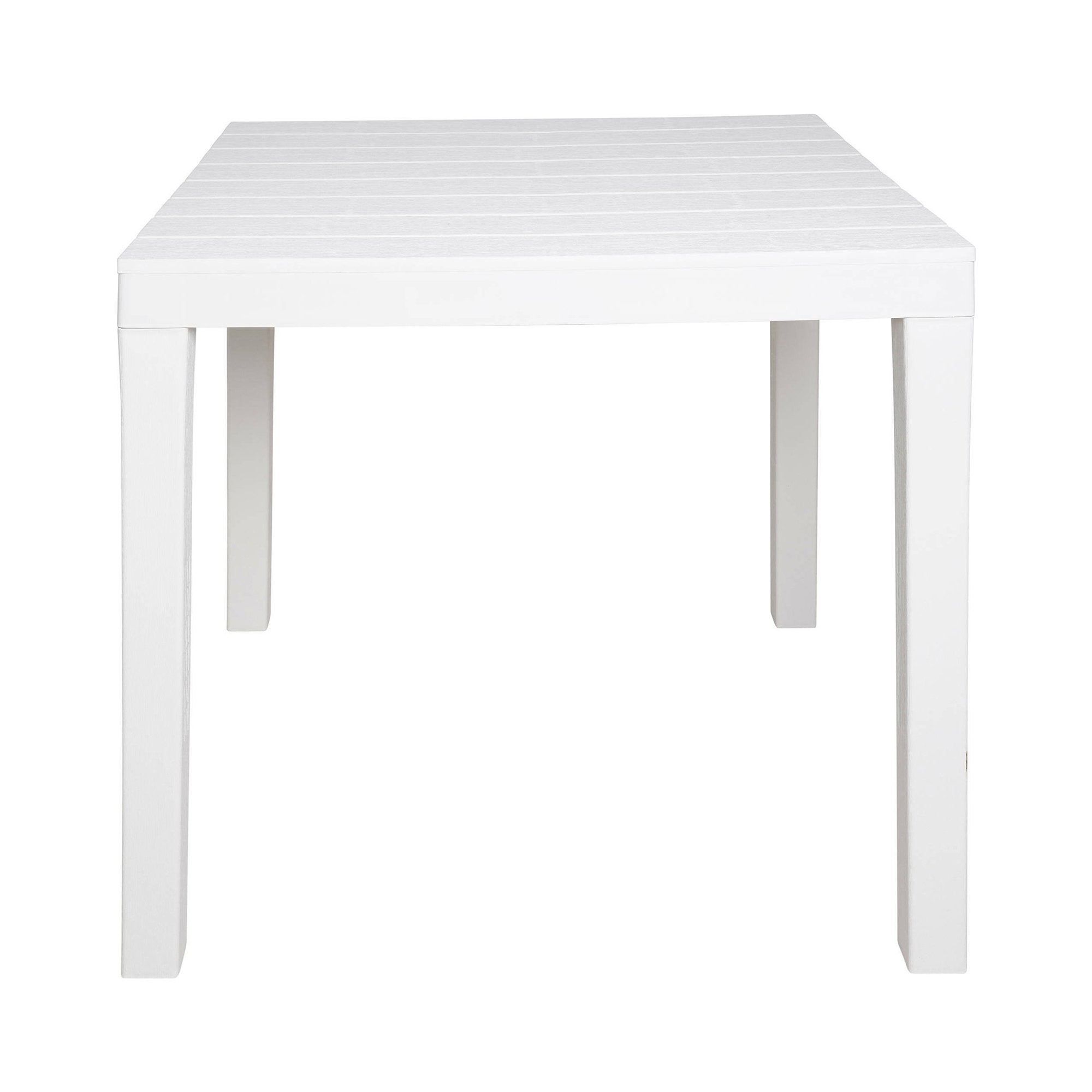 Tavolo da esterno Dmurill, Tavolo quadrato effetto legno, Tavolino da giardino multiuso, 100% Made in Italy, Cm 78x78h72, Bianco