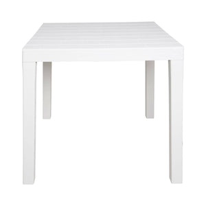 Tavolo da esterno Dmurill, Tavolo quadrato effetto legno, Tavolino da giardino multiuso, 100% Made in Italy, Cm 78x78h72, Bianco