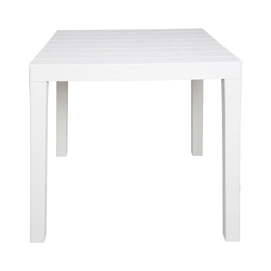 Tavolo da esterno Dmurill, Tavolo quadrato effetto legno, Tavolino da giardino multiuso, 100% Made in Italy, Cm 78x78h72, Bianco