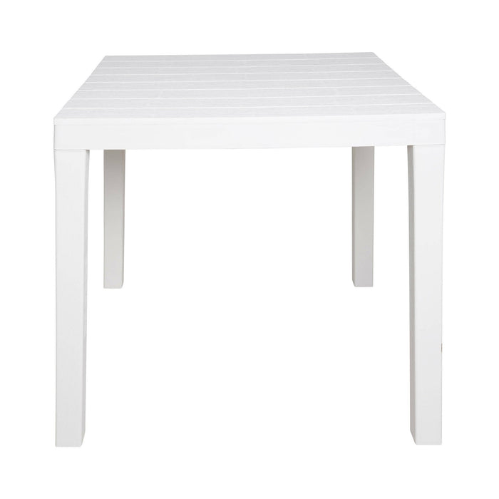 Tavolo da esterno Dmurill, Tavolo quadrato effetto legno, Tavolino da giardino multiuso, 100% Made in Italy, Cm 78x78h72, Bianco