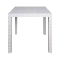 Tavolo da esterno Daanan, Tavolo quadrato da giardino, Tavolino fisso effetto rattan, 100% Made in Italy, Cm 80x80x72, Bianco