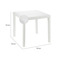 Tavolo da esterno Daanan, Tavolo quadrato da giardino, Tavolino fisso effetto rattan, 100% Made in Italy, Cm 80x80x72, Bianco