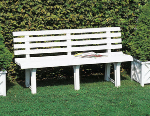 Panchina da esterno Dluzard, Panca monoblocco da giardino, Panchina outdoor, 100% Made in Italy, Cm 145x49h74, Bianco