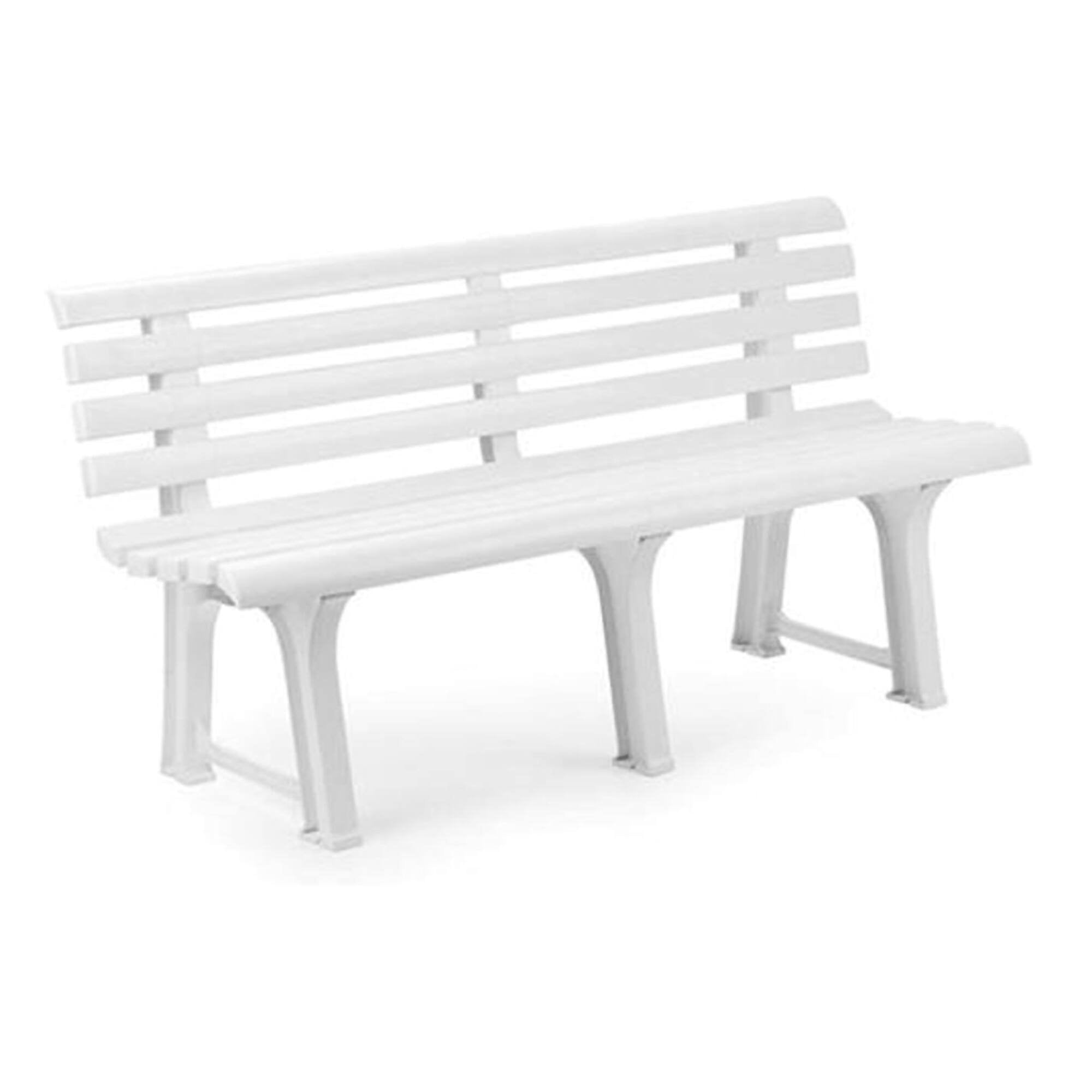 Panchina da esterno Dluzard, Panca monoblocco da giardino, Panchina outdoor, 100% Made in Italy, Cm 145x49h74, Bianco