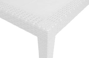 Tavolo da esterno Dmachac, Tavolo rettangolare da pranzo, Tavolo da giardino multiuso, 100% Made in Italy, Cm 150x90h72, Bianco