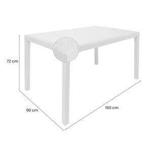 Tavolo da esterno Dmachac, Tavolo rettangolare da pranzo, Tavolo da giardino multiuso, 100% Made in Italy, Cm 150x90h72, Bianco