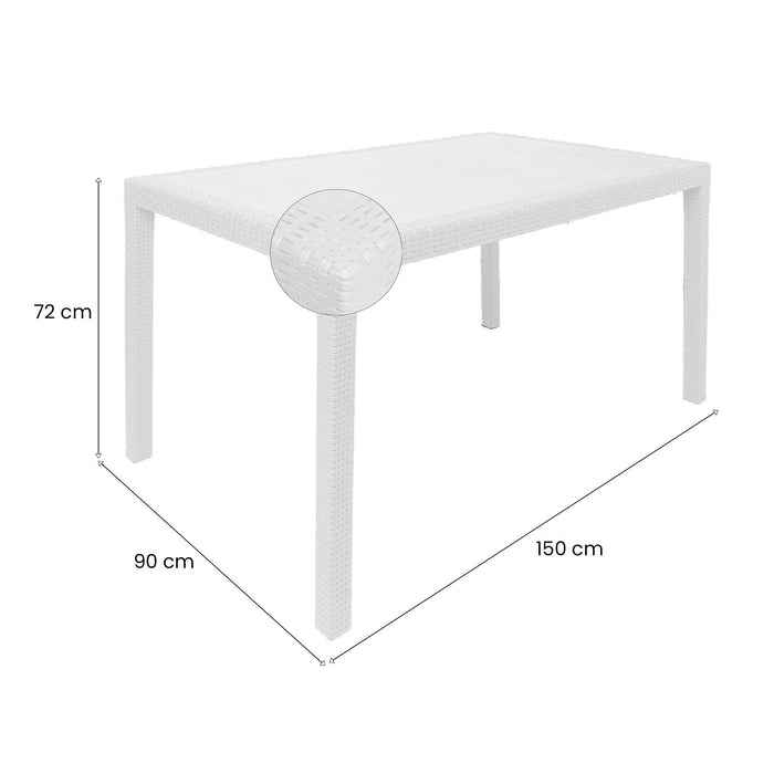 Tavolo da esterno Dmachac, Tavolo rettangolare da pranzo, Tavolo da giardino multiuso, 100% Made in Italy, Cm 150x90h72, Bianco