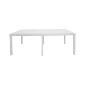 Tavolo da esterno Dmains, Tavolo rettangolare allungabile da pranzo, Tavolo da giardino estensibile multiuso, 100% Made in Italy, Cm 150x90h72, Bianco