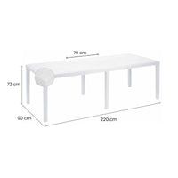 Tavolo da esterno Dmains, Tavolo rettangolare allungabile da pranzo, Tavolo da giardino estensibile multiuso, 100% Made in Italy, Cm 150x90h72, Bianco