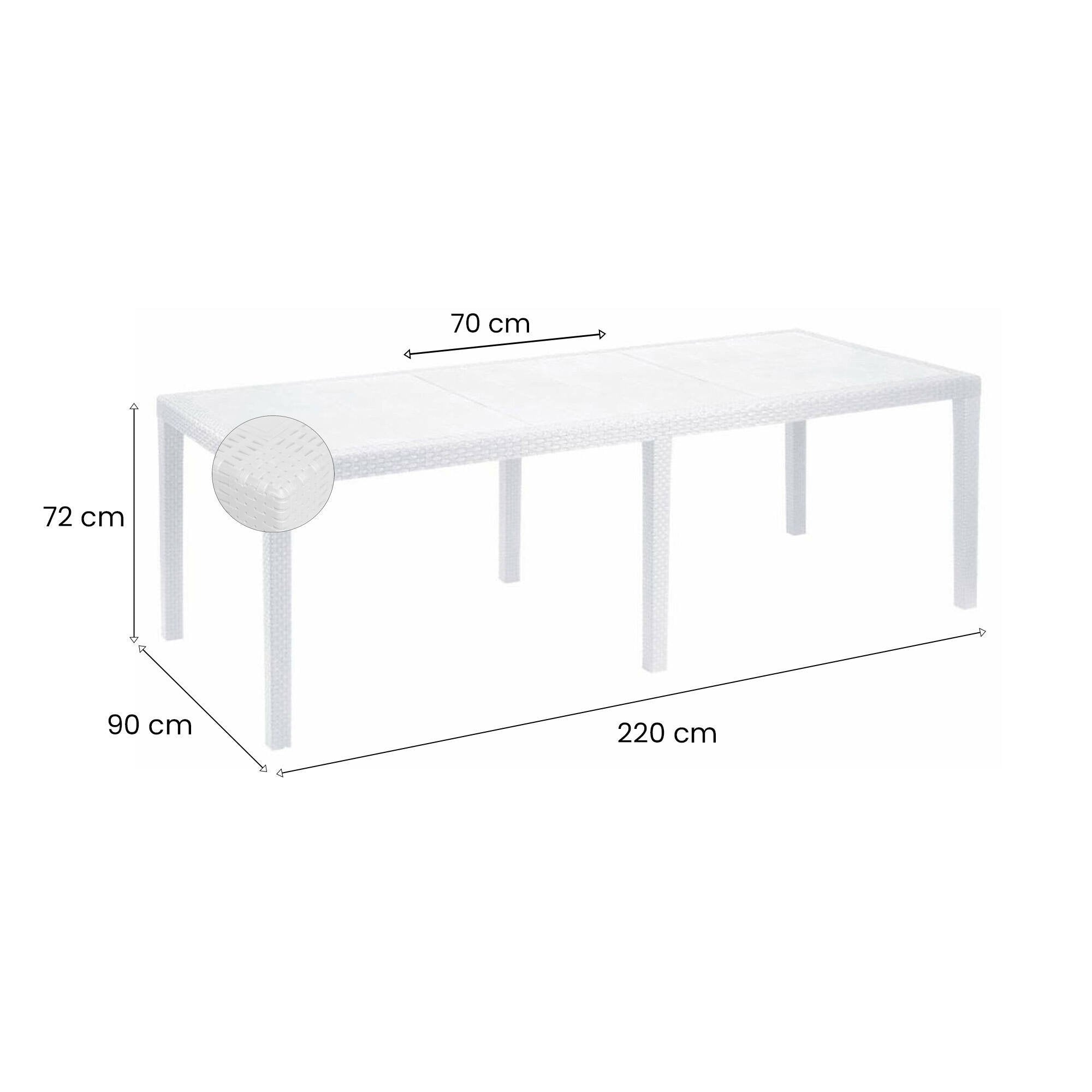 Tavolo da esterno Dmains, Tavolo rettangolare allungabile da pranzo, Tavolo da giardino estensibile multiuso, 100% Made in Italy, Cm 150x90h72, Bianco