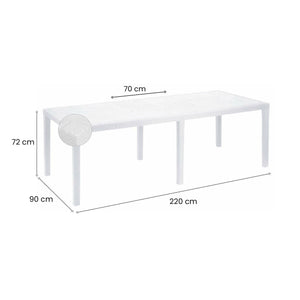 Tavolo da esterno Dmains, Tavolo rettangolare allungabile da pranzo, Tavolo da giardino estensibile multiuso, 100% Made in Italy, Cm 150x90h72, Bianco