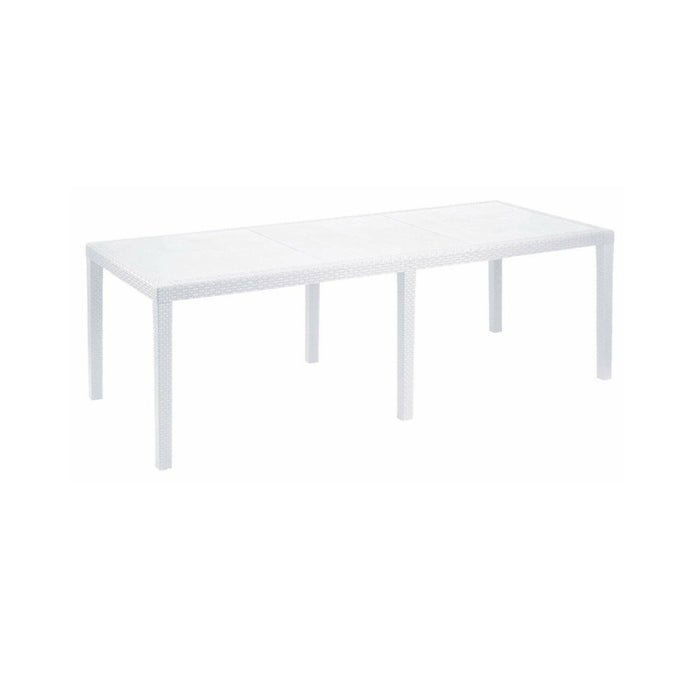 Tavolo da esterno Dmains, Tavolo rettangolare allungabile da pranzo, Tavolo da giardino estensibile multiuso, 100% Made in Italy, Cm 150x90h72, Bianco