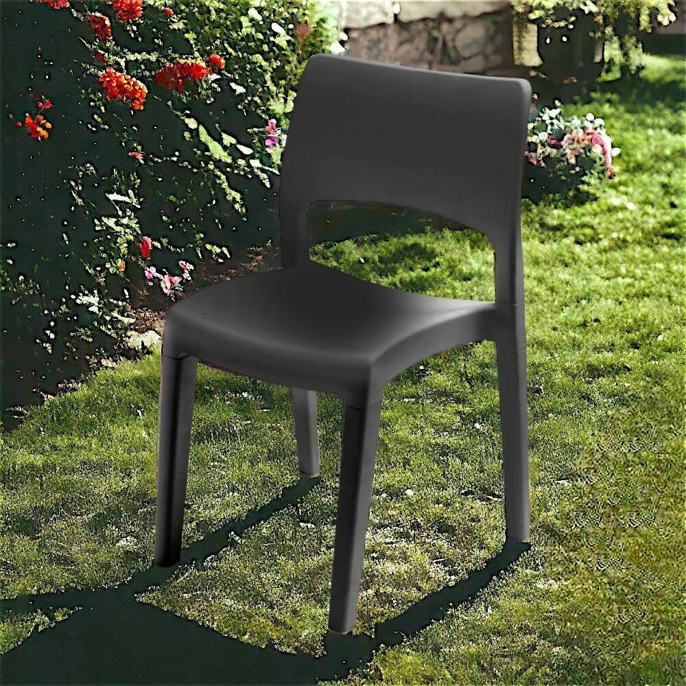 Sedia da esterno Zircone, Sedia per tavolo da pranzo, Poltrona outdoor, Seduta da giardino, 100 % Made in Italy, 50x51h82 Cm, Antracite