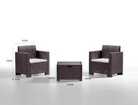 Salottino da esterno Apis, Set da giardino con cuscini, Salottino  effetto rattan, 100% Made in Italy, Marrone