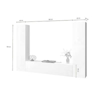Parete attrezzata Natasha, Set salotto porta TV a 3 ante, Mobile soggiorno multiuso, 100% Made in Italy, cm 260x30h180, Bianco lucido