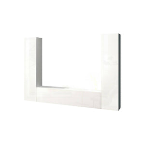 Parete attrezzata Natasha, Set salotto porta TV a 3 ante, Mobile soggiorno multiuso, 100% Made in Italy, cm 260x30h180, Bianco lucido