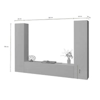 Parete attrezzata Natasha, Set salotto porta TV a 3 ante, Mobile soggiorno multiuso, 100% Made in Italy, cm 260x30h180, Antracite