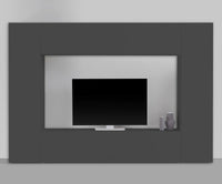 Parete attrezzata Amel, Set salotto porta TV a 4 ante, Mobile soggiorno multiuso, 100% Made in Italy, cm 260x30h180, Antracite