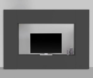 Parete attrezzata Amel, Set salotto porta TV a 4 ante, Mobile soggiorno multiuso, 100% Made in Italy, cm 260x30h180, Antracite