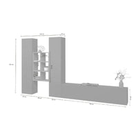 Parete attrezzata Acuto, Set salotto porta TV a 3 ante, Mobile soggiorno multiuso, 100% Made in Italy, cm 320x30h180, Antracite e Acero