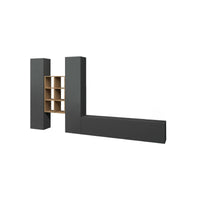 Parete attrezzata Acuto, Set salotto porta TV a 3 ante, Mobile soggiorno multiuso, 100% Made in Italy, cm 320x30h180, Antracite e Acero
