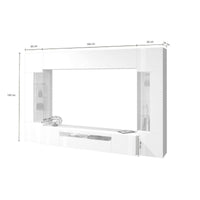 Parete attrezzata Arga, Set salotto porta TV a 6 ante, Mobile soggiorno multiuso con luce LED, 100% Made in Italy, cm 290x40h191, Bianco lucido