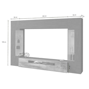 Parete attrezzata Arga, Set salotto porta TV a 6 ante, Mobile soggiorno multiuso con luce LED, 100% Made in Italy, cm 290x40h191, Antracite e Acero