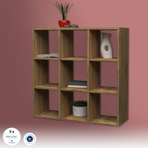 Libreria Acquaro, Mobile con ripiani, Biblioteca da ufficio, 100% Made in Italy, Rovere, cm 90x25h90