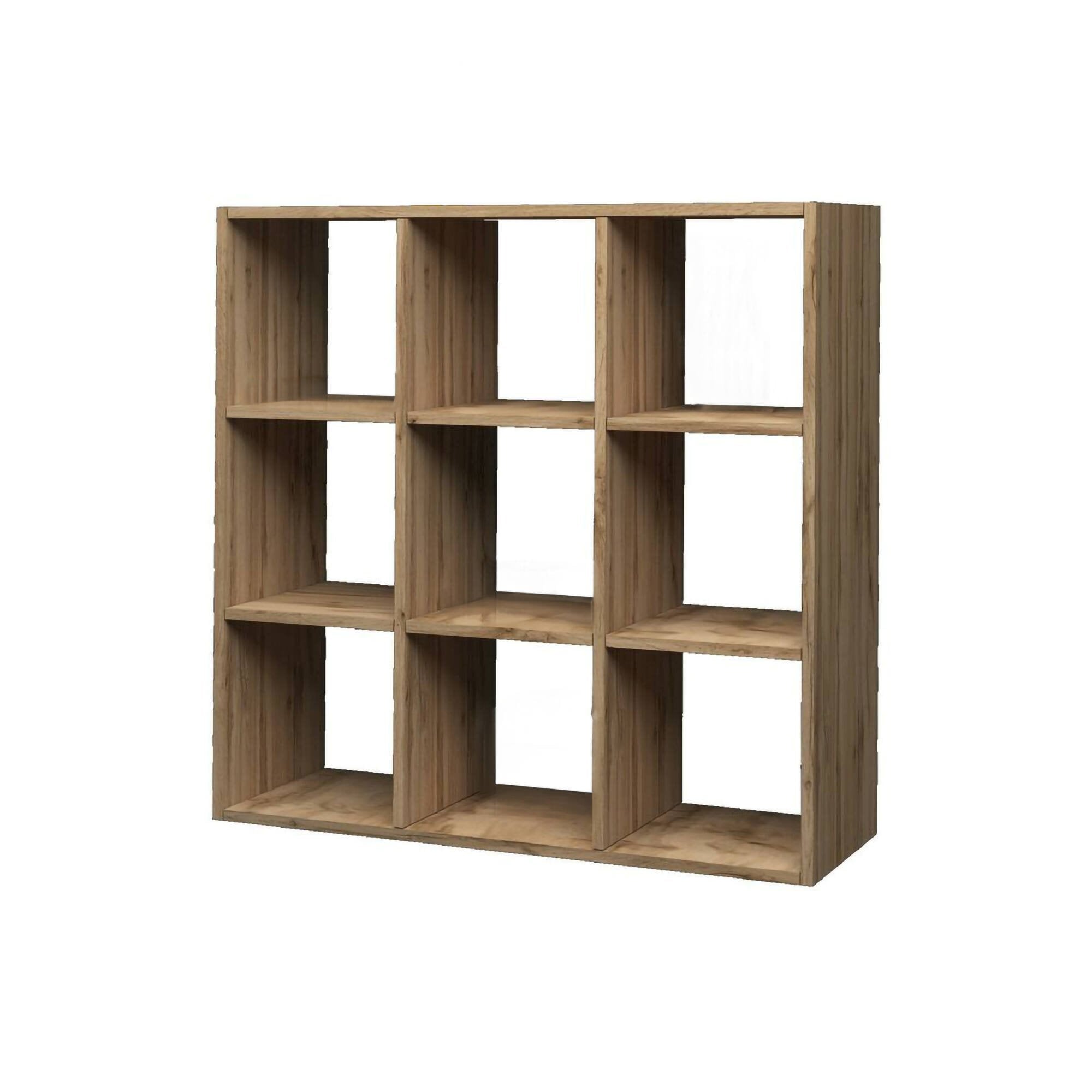 Libreria Acquaro, Mobile con ripiani, Biblioteca da ufficio, 100% Made in Italy, Rovere, cm 90x25h90