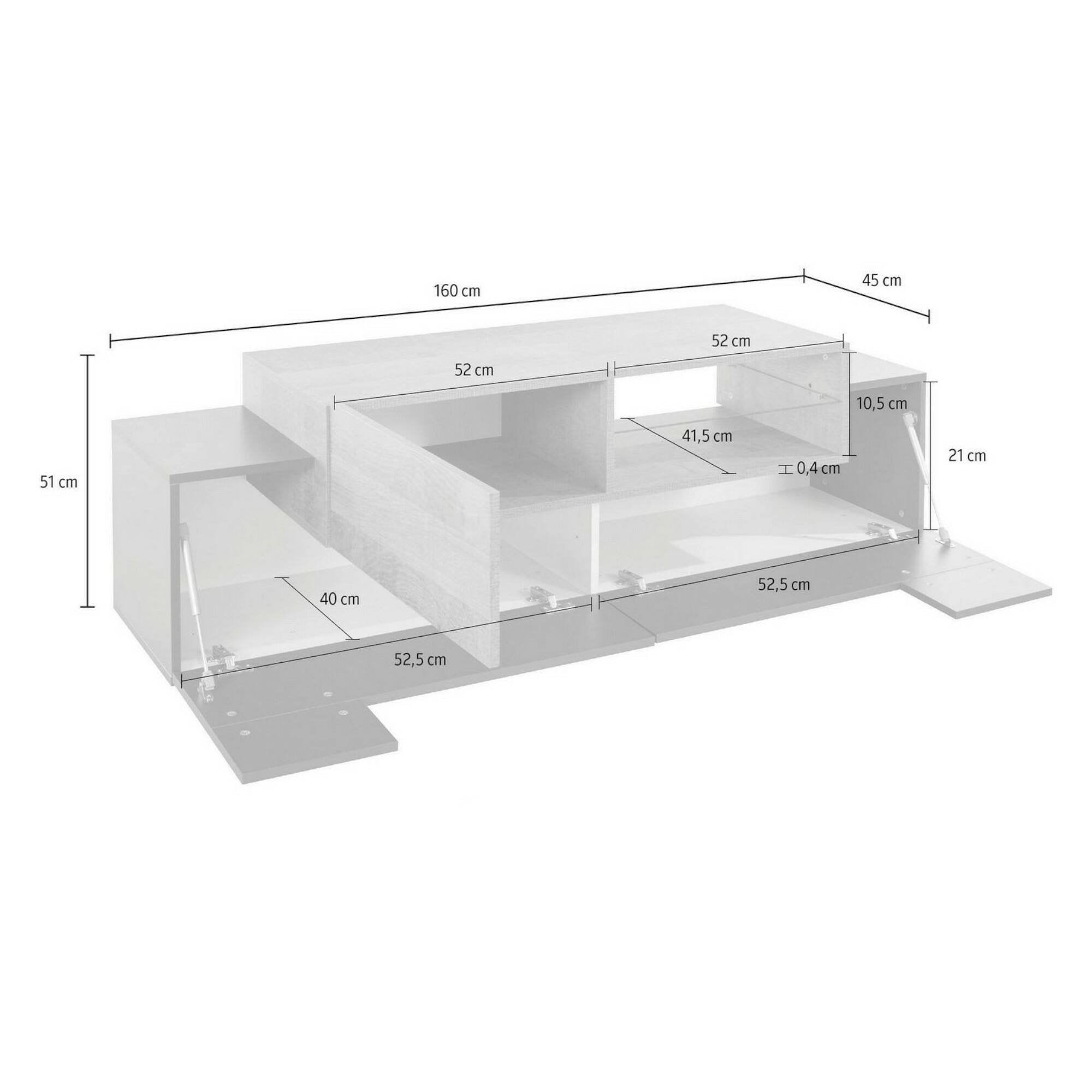 Mobile porta TV Andris, Credenza bassa da soggiorno, Base porta TV, 100% Made in Italy, cm 160x45h51, Antracite e Acero