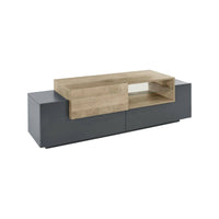 Mobile porta TV Andris, Credenza bassa da soggiorno, Base porta TV, 100% Made in Italy, cm 160x45h51, Antracite e Acero
