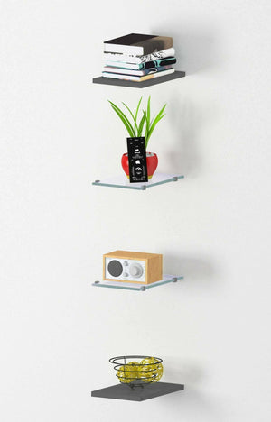 Mensola Ema, Ripiani aperti, 100% Made in Italy, cm 20x27h2, Antracite