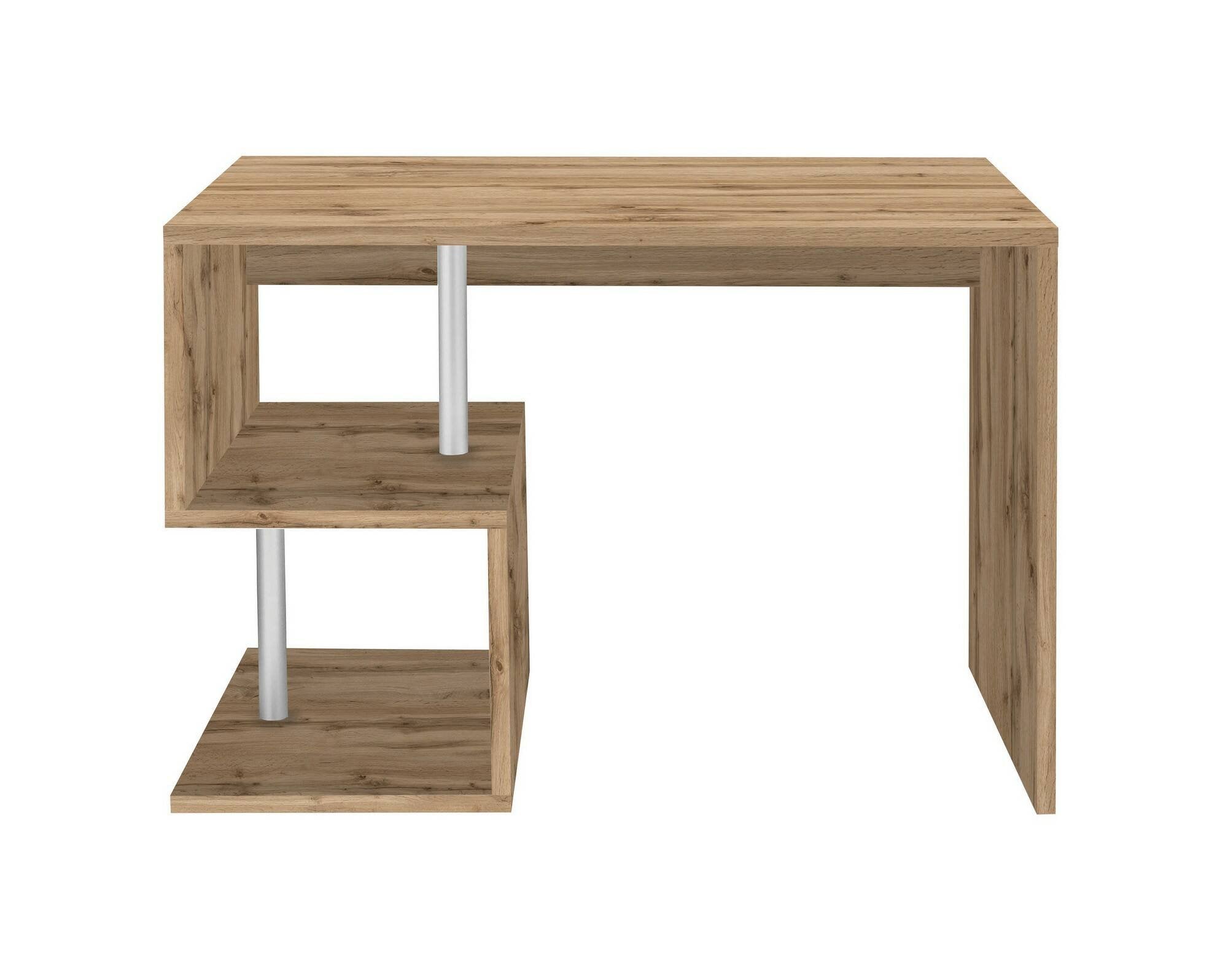 Scrivania Acan, Scrittoio lineare porta PC, Tavolo multiuso per ufficio, Scrivania salvaspazio multiposizione, 100% Made in Italy, cm 100x50h78, Rovere