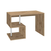 Scrivania Acan, Scrittoio lineare porta PC, Tavolo multiuso per ufficio, Scrivania salvaspazio multiposizione, 100% Made in Italy, cm 100x50h78, Rovere