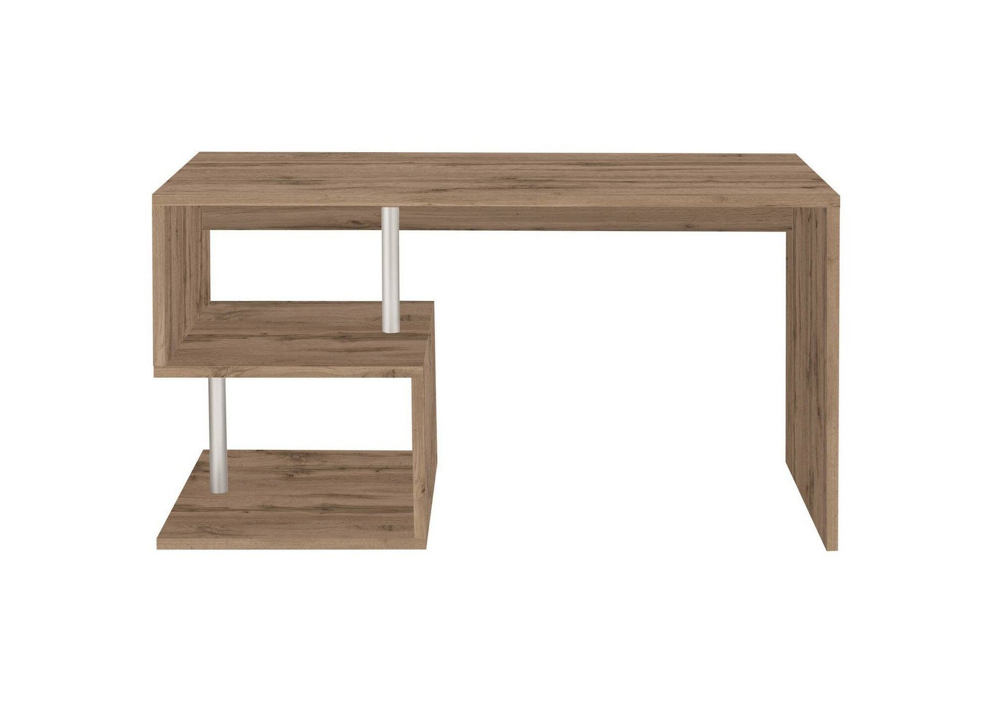 Atemis, Scrivania 2 Ripiani Made in Italy, 140x60x78h cm Marrone Rovere