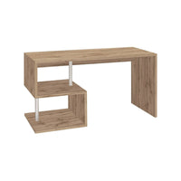 Scrivania Atemis, Scrittoio lineare porta PC, Tavolo multiuso per ufficio, Scrivania salvaspazio multiposizione, 100% Made in Italy, cm 140x60h78, Rovere