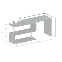Scrivania Topazio, Scrittoio angolare porta PC, Tavolo multiuso per ufficio, Scrivania salvaspazio multiposizione, 100% Made in Italy, cm 120x50h75, Bianco lucido