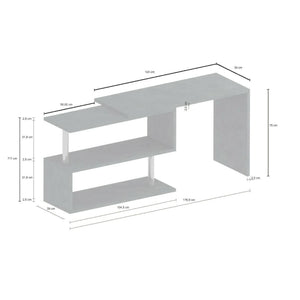 Scrivania Topazio, Scrittoio angolare porta PC, Tavolo multiuso per ufficio, Scrivania salvaspazio multiposizione, 100% Made in Italy, cm 120x50h75, Bianco lucido