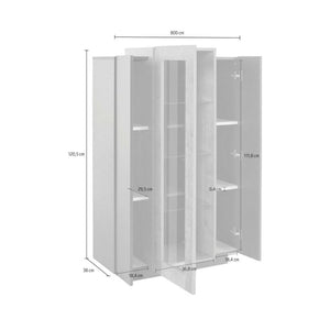 Vetrina Ablaze, Credenza con tre ante, Mobile da soggiorno multiuso, 100% Made in Italy, cm 80x38h121, Antracite e Acero