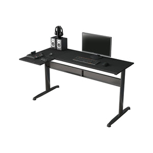 Scrivania Acua, Scrittoio angolare, Scrivania ufficio multiuso, Tavolo da lavoro salvaspazio, 80x140h75 cm, Nero