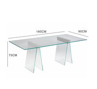 Scrivania Asfelj, Scrittoio lineare, Scrivania ufficio multiuso, Tavolo da lavoro salvaspazio, 180x90h75 cm, Trasparente