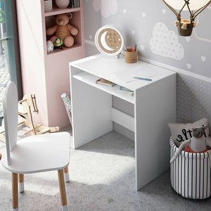 Scrivania Acu, Scrittoio lineare con ripiano fisso, Tavolo da studio o ufficio porta PC, 79x43h78 cm, Bianco