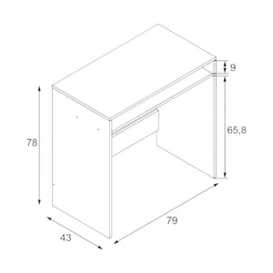 Scrivania Acu, Scrittoio lineare con ripiano fisso, Tavolo da studio o ufficio porta PC, 79x43h78 cm, Bianco