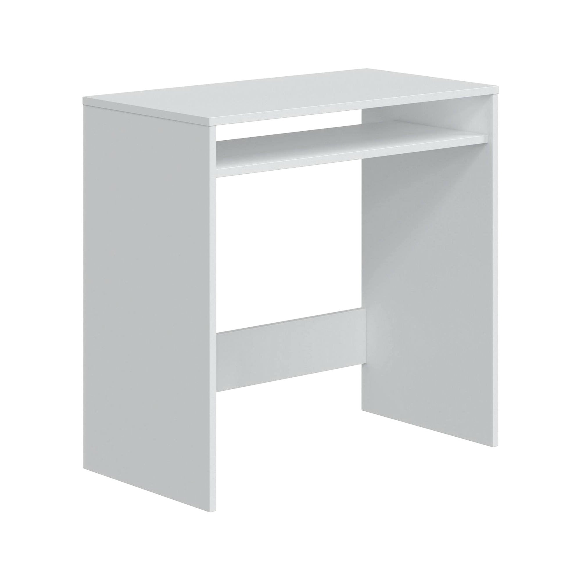 Scrivania Acu, Scrittoio lineare con ripiano fisso, Tavolo da studio o ufficio porta PC, 79x43h78 cm, Bianco