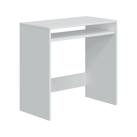 Scrivania Acu, Scrittoio lineare con ripiano fisso, Tavolo da studio o ufficio porta PC, 79x43h78 cm, Bianco